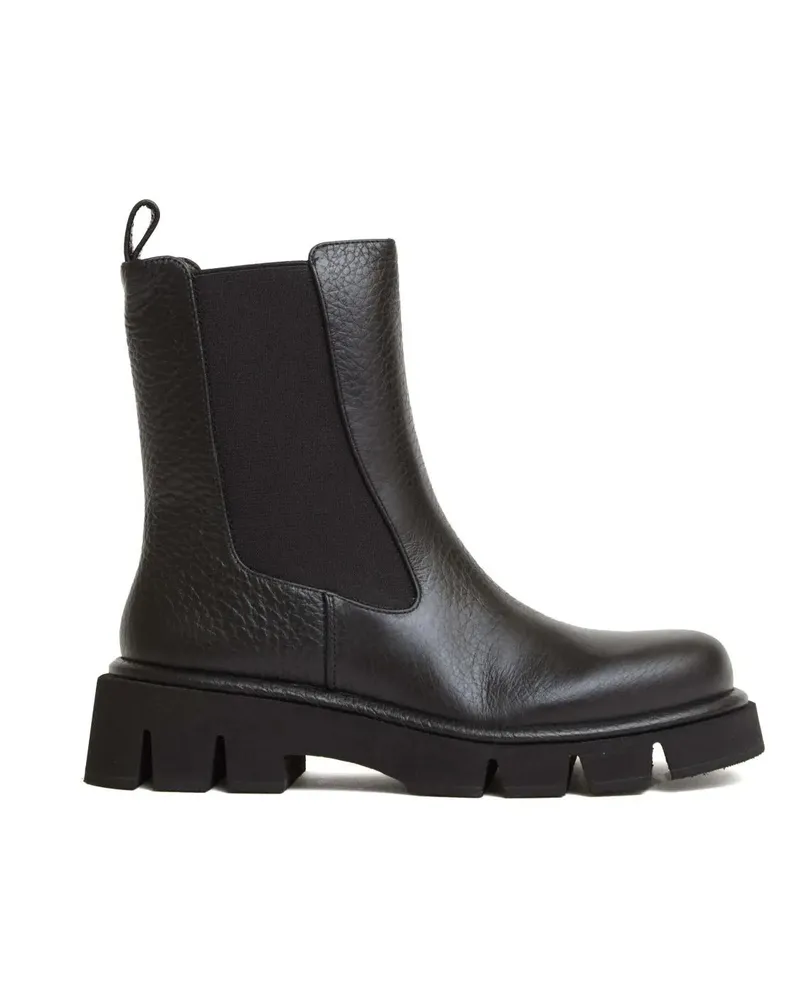 Paloma Barceló Stiefel Textured Hammered Leather Ankle Boots With Sole schwarz Schwarz