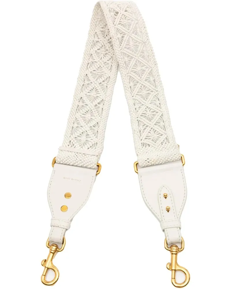 Dior Hobo Bags Calfskin Macrame Shoulder Strap weiß Weiß
