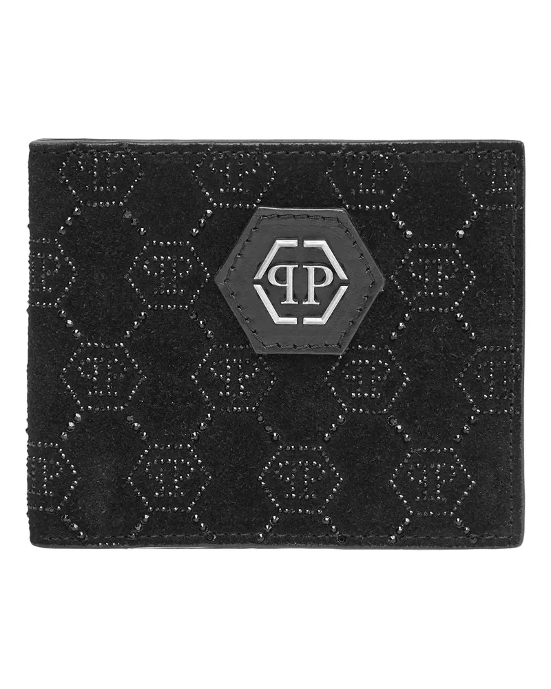Philipp Plein Portemonnaies Französische Brieftasche Monogram Mit Schmuckstein schwarz Schwarz