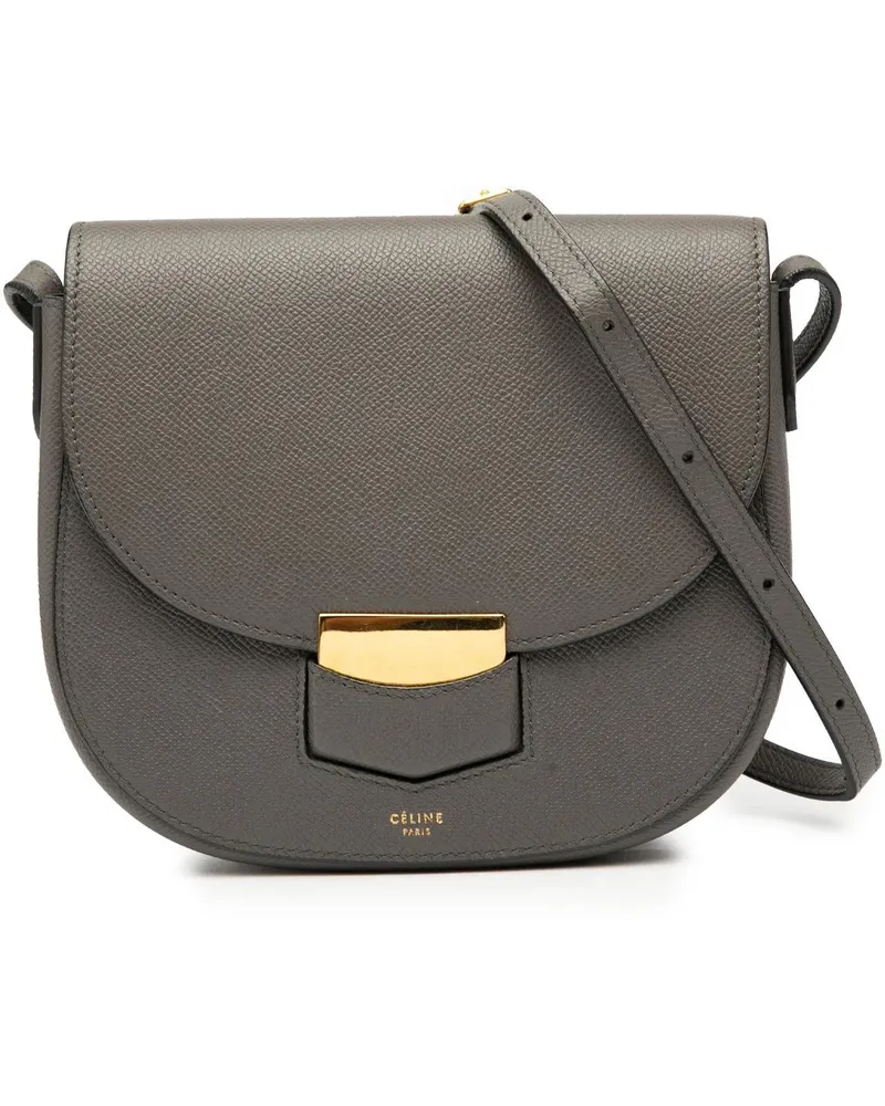 Celine Hobo Bags Small Grained Calfskin Trotteur Crossbody grau Grau