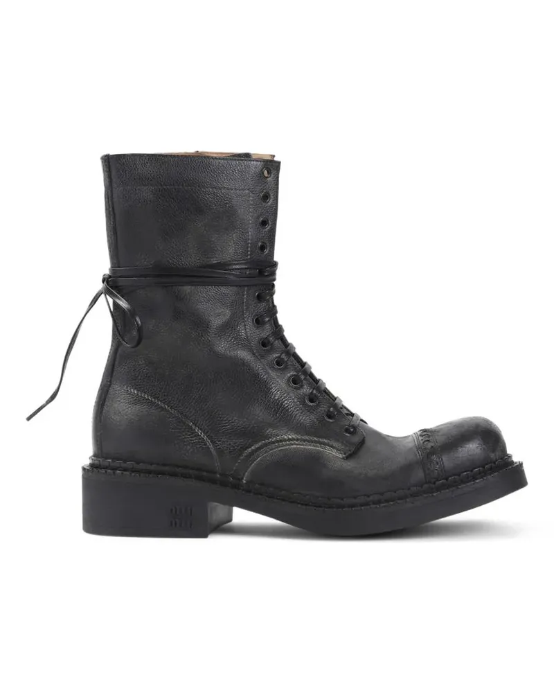 Miu Miu Stiefel High Lace-Up Black Ankle Boots schwarz Schwarz