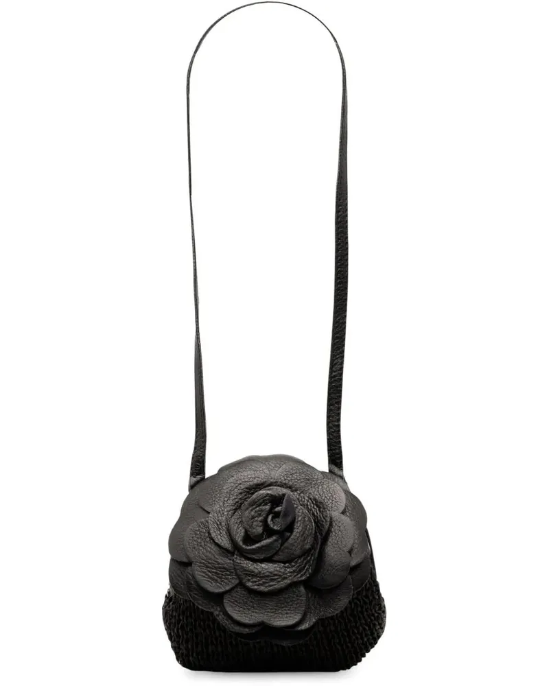 Bottega Veneta Hobo Bags Woven Leather Floral Shoulder Bag schwarz Schwarz