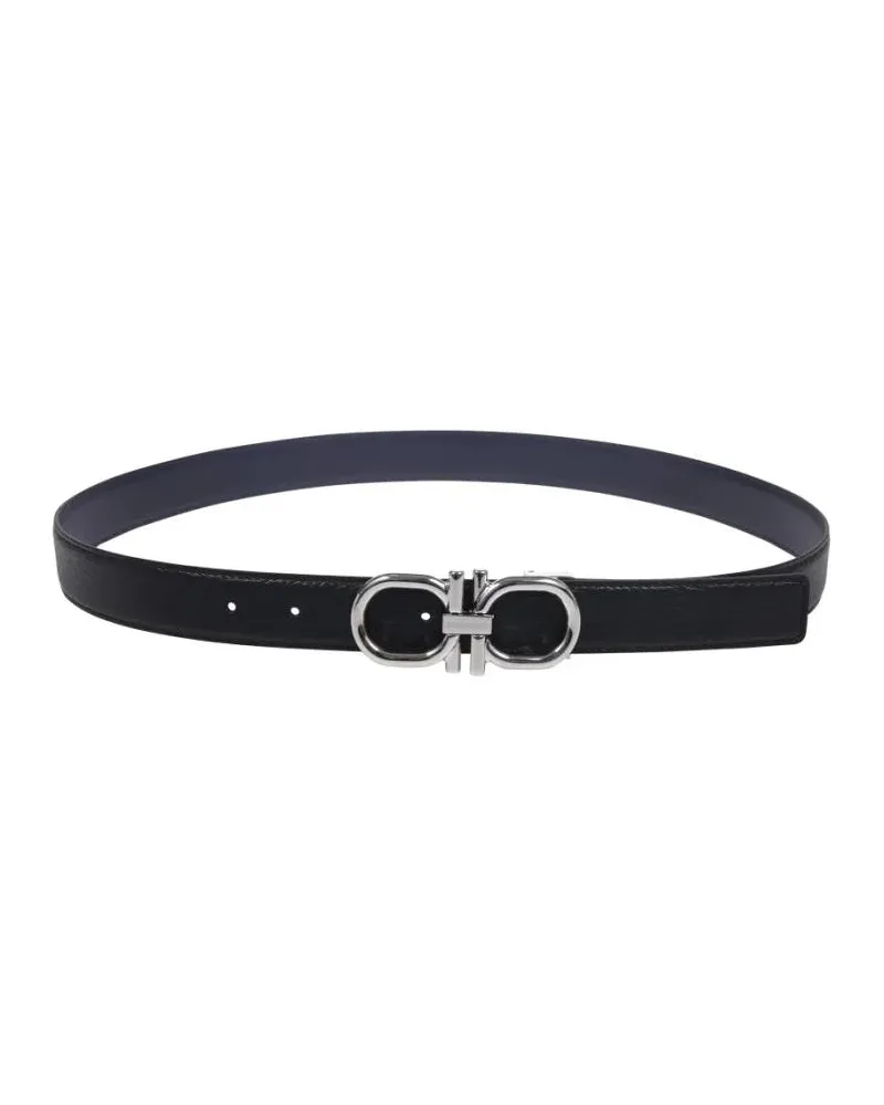 Ferragamo Gürtel Double Gancini Animation Adjustable Belt schwarz Schwarz