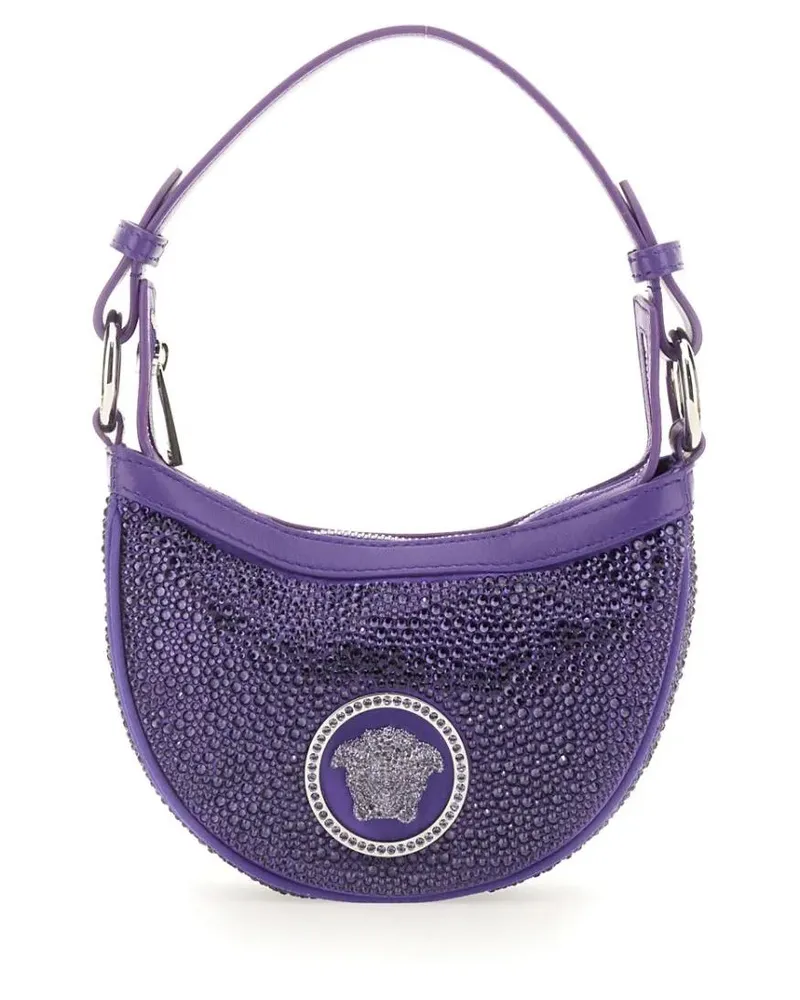 Versace Hobo Bags Mini Hobo Bag With Crystals lila Lila