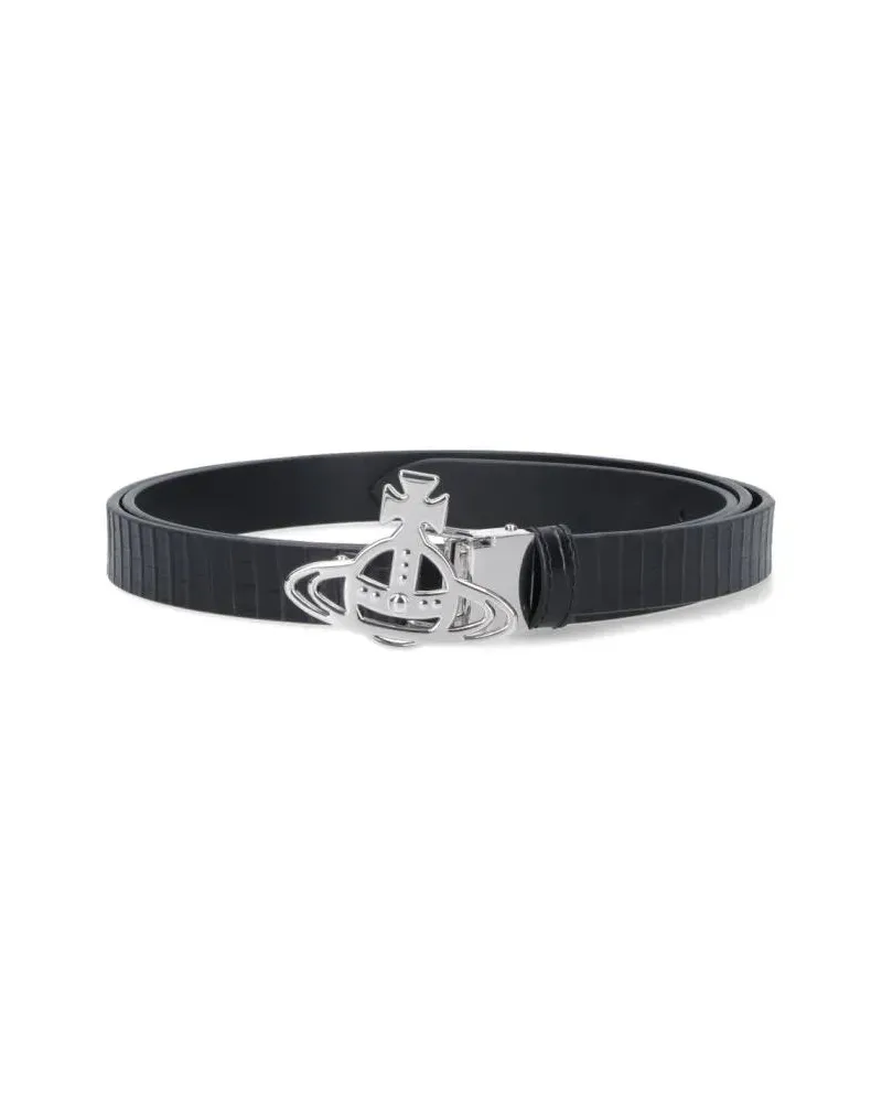 Vivienne Westwood Gürtel Reversible Crocodile Print And Black Leather Belt schwarz Schwarz