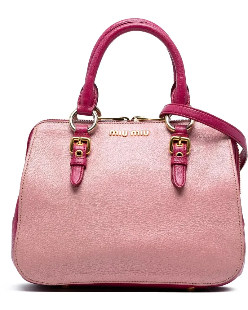 Miu Miu Hobo Bags Bicolor Goatskin Madras Bowler Bag rosa Gold