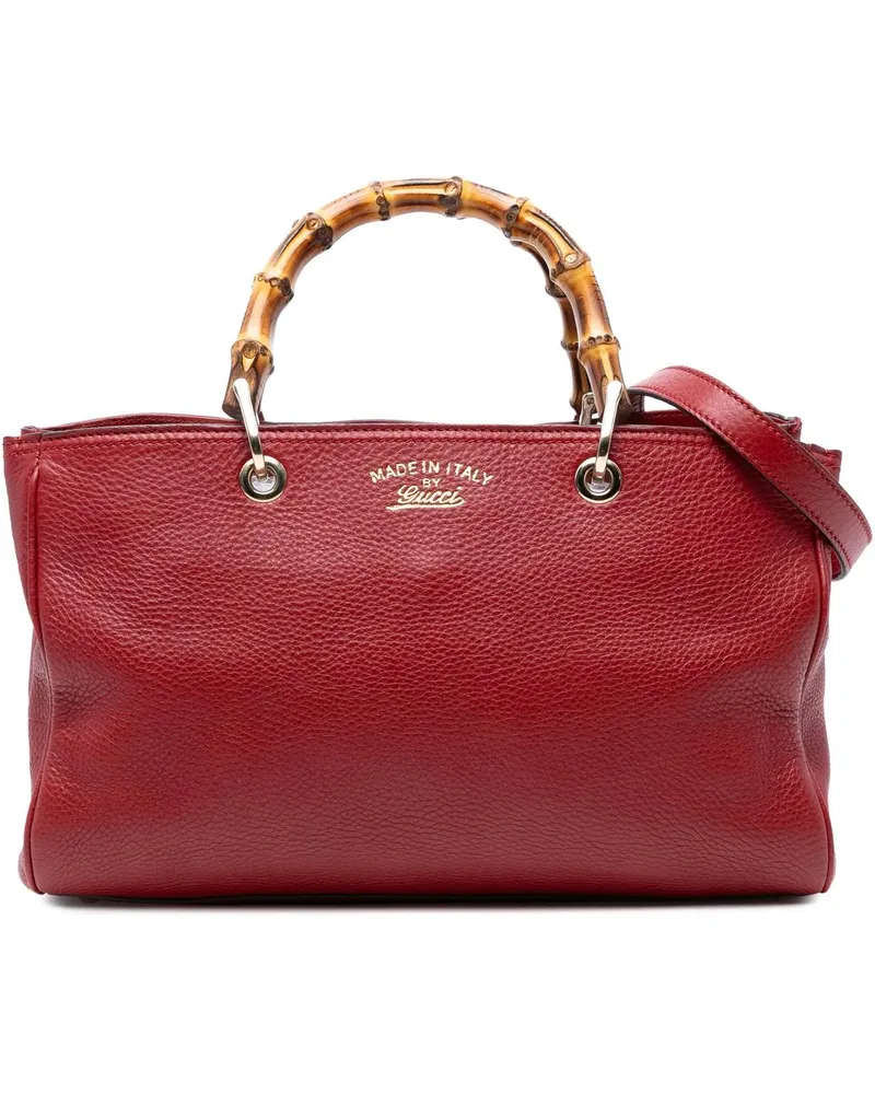 Gucci Hobo Bags Medium Calfskin Bamboo Shopper Satchel rot Rot