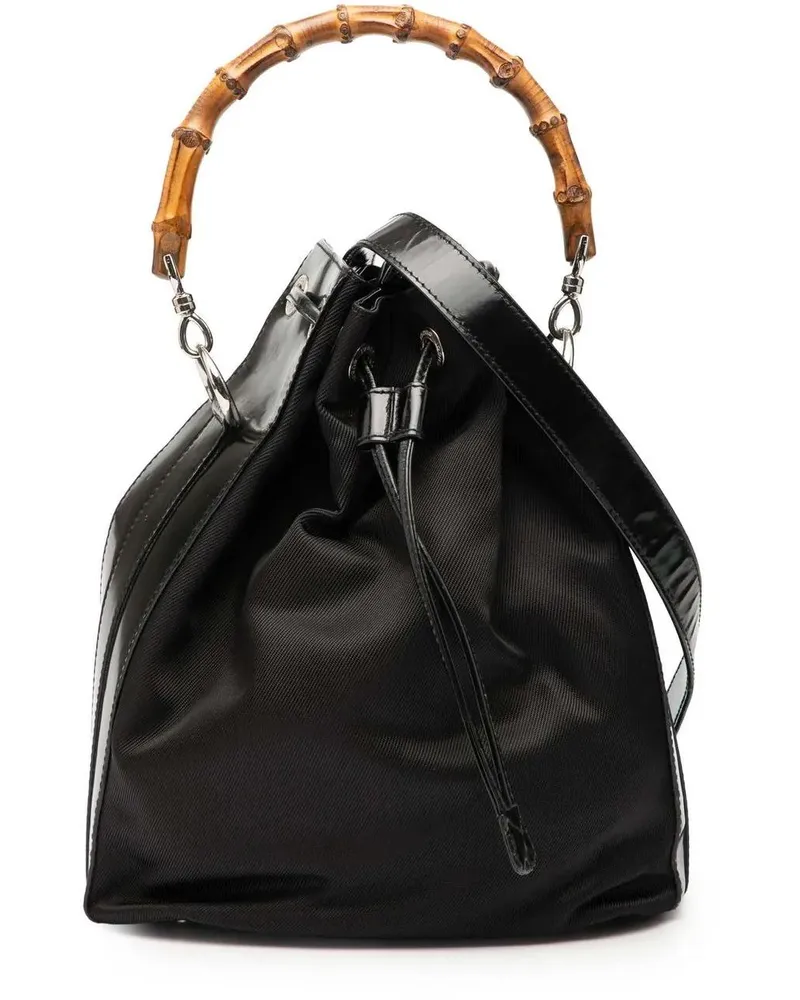 Gucci Hobo Bags Nylon Bamboo Bucket Bag schwarz Schwarz