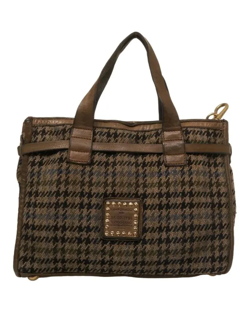 Campomaggi Shopper & Totes Structured Shopper With Timeless Houndstooth Patte schwarz Schwarz