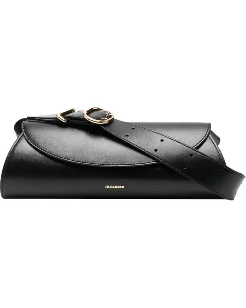 Jil Sander Hobo Bags Black Leather Cannolo Bag schwarz Schwarz