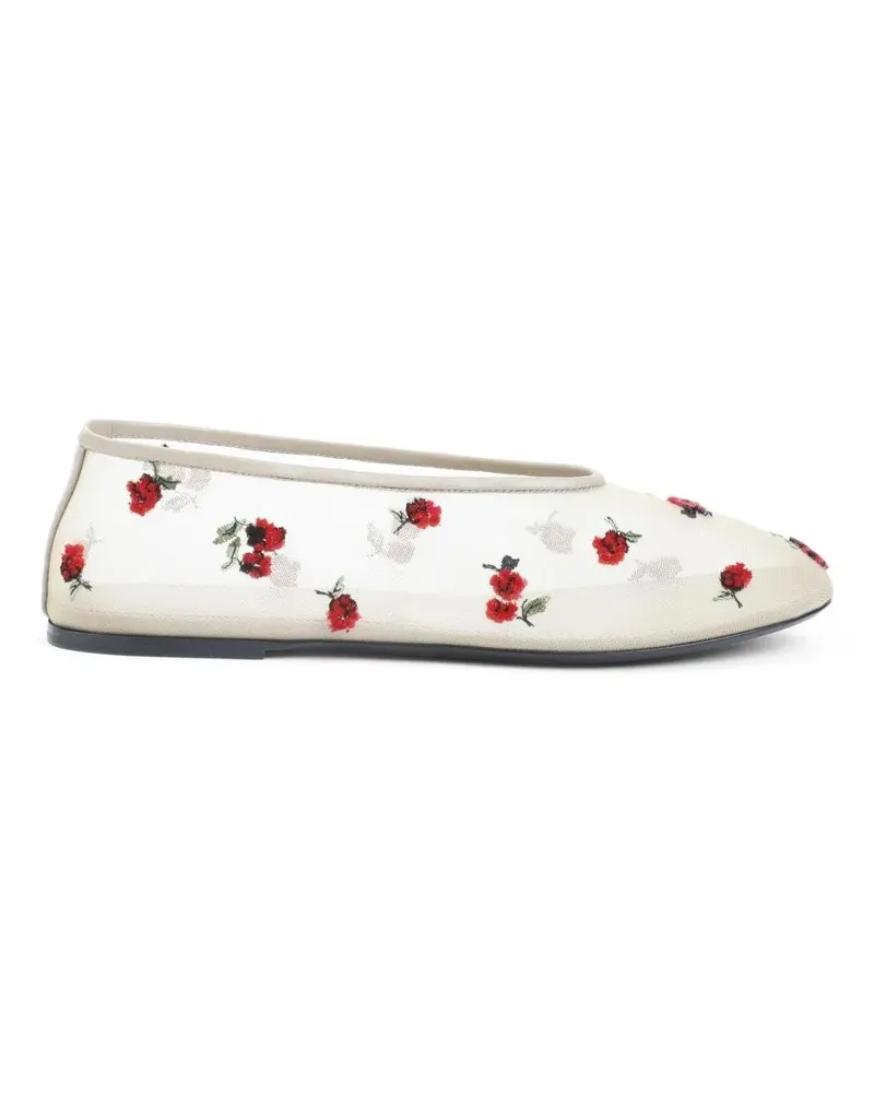 KHAITE Translucent Floral Flats With Rounded Toe Design weiß Weiß