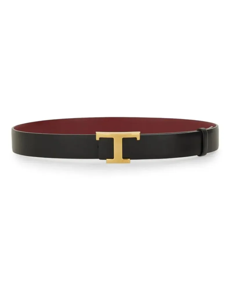 TOD'S Gürtel Reversible Belt With Polished Gold 'T' Buckle schwarz Schwarz