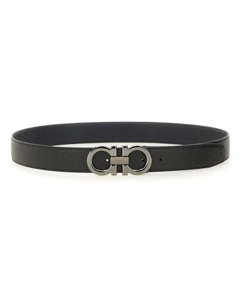 Ferragamo Gürtel Reversible Textured Calfskin Belt schwarz Schwarz