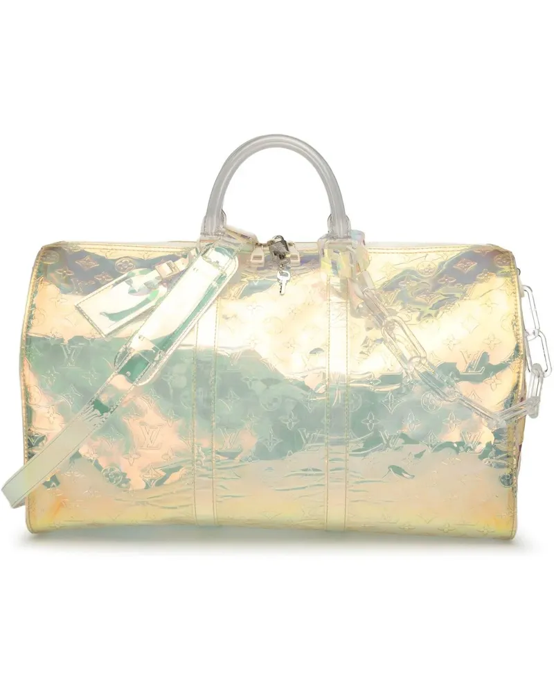 Louis Vuitton Weekender Monogram Prism Keepall Bandouliere 50 weiß Weiß