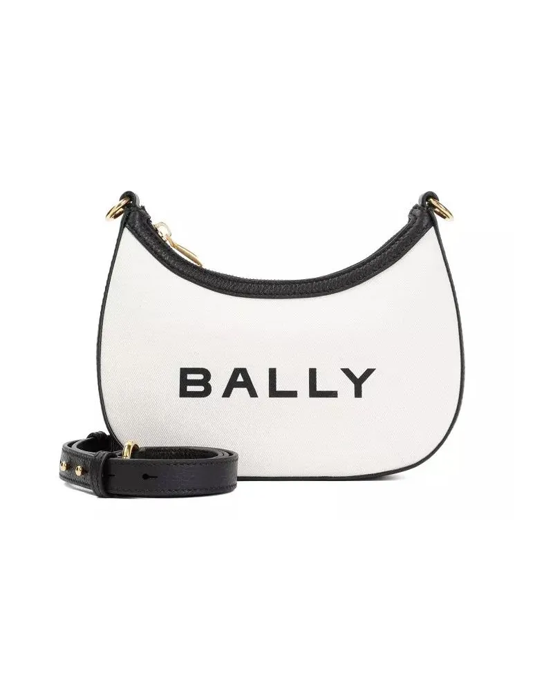 Bally Shopper White Natural Organic Cotton Cross-Body Bag Weiß