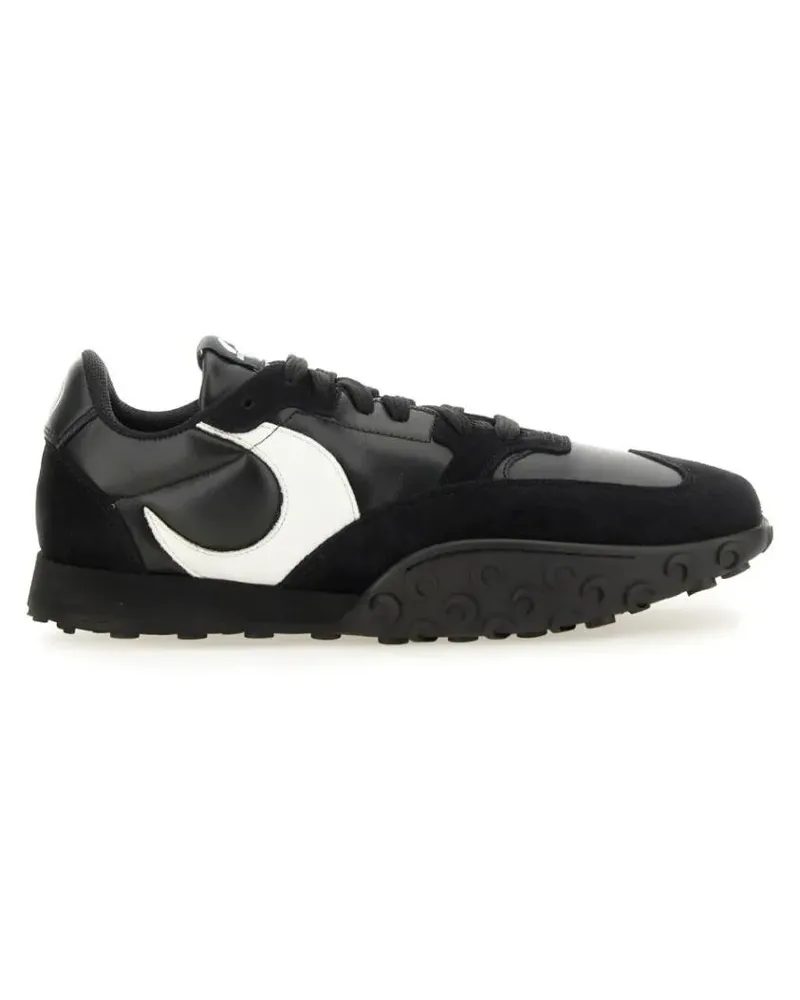 Marine Serre Low-Top Sneaker Sporty Black Sneakers With Leather And Suede Accen schwarz Schwarz