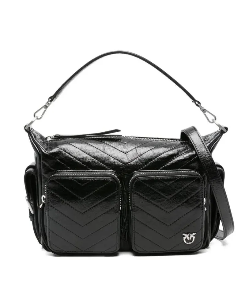 Pinko Hobo Bags Quilted Calf Leather Shoulder Bag schwarz Schwarz