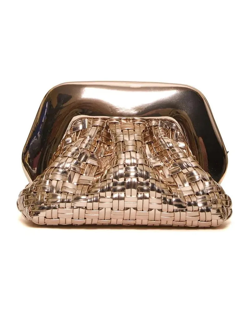 THEMOIRÈ Clutches Woven Clutch With Glossy Metallic Frame goldfarben Gold