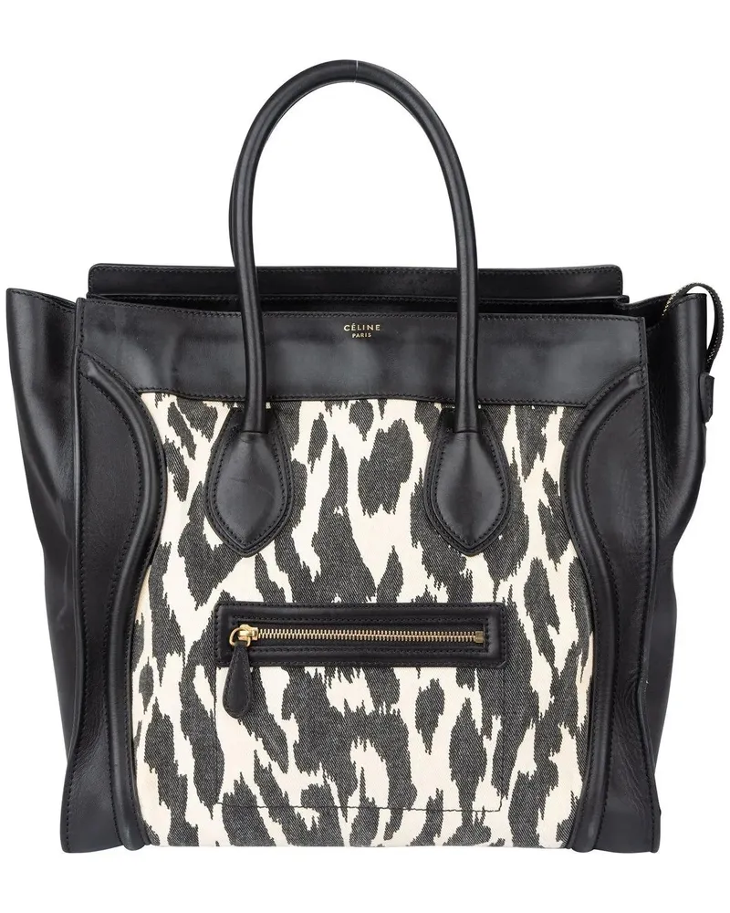 Celine Crossbody Bags  Leopard Print Big Luggage Handbag schwarz Schwarz