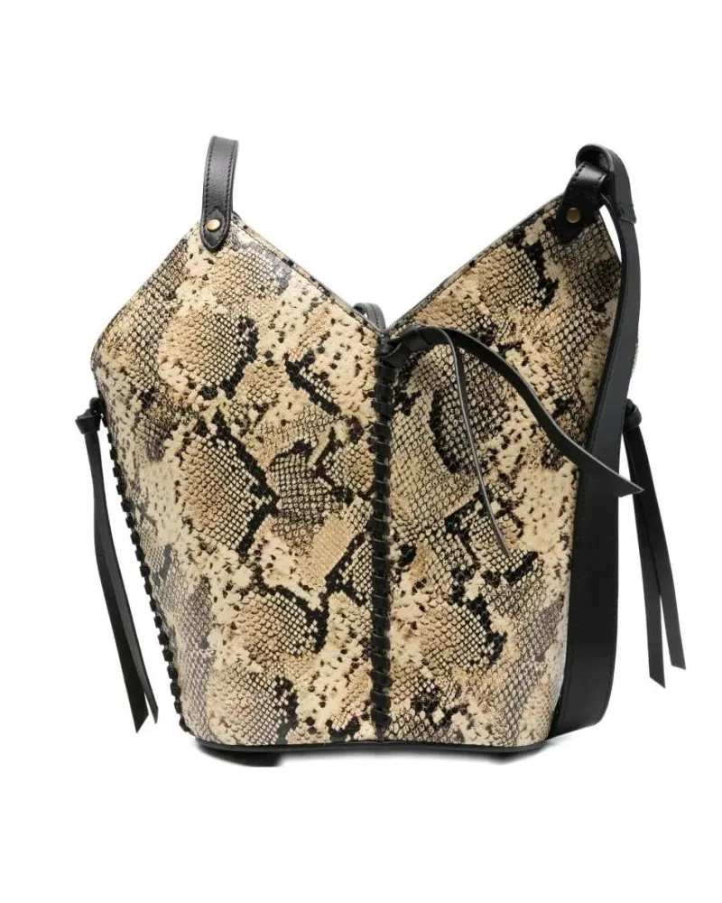 Isabel Marant Hobo Bags Snakeskin Pattern Shoulder Bag With Structured Des beige Beige