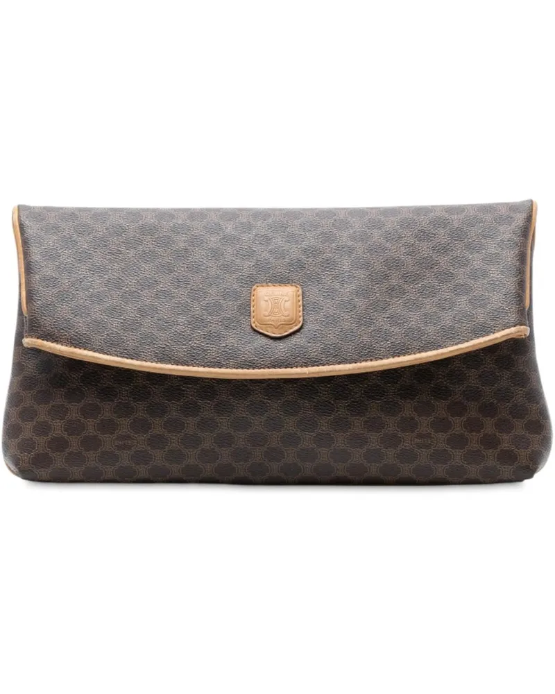 Celine Clutches Macadam Coated Canvas Clutch braun Braun