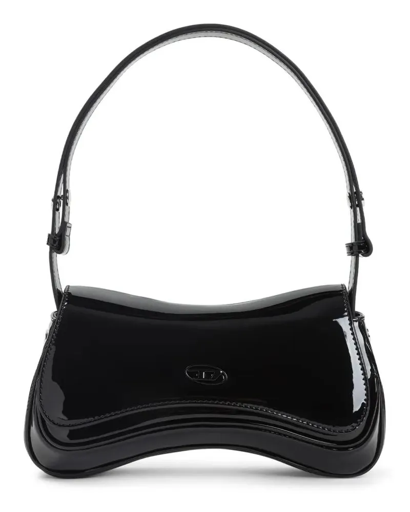 Diesel Hobo Bags Curved Black Handbag With Glossy Finish schwarz Schwarz