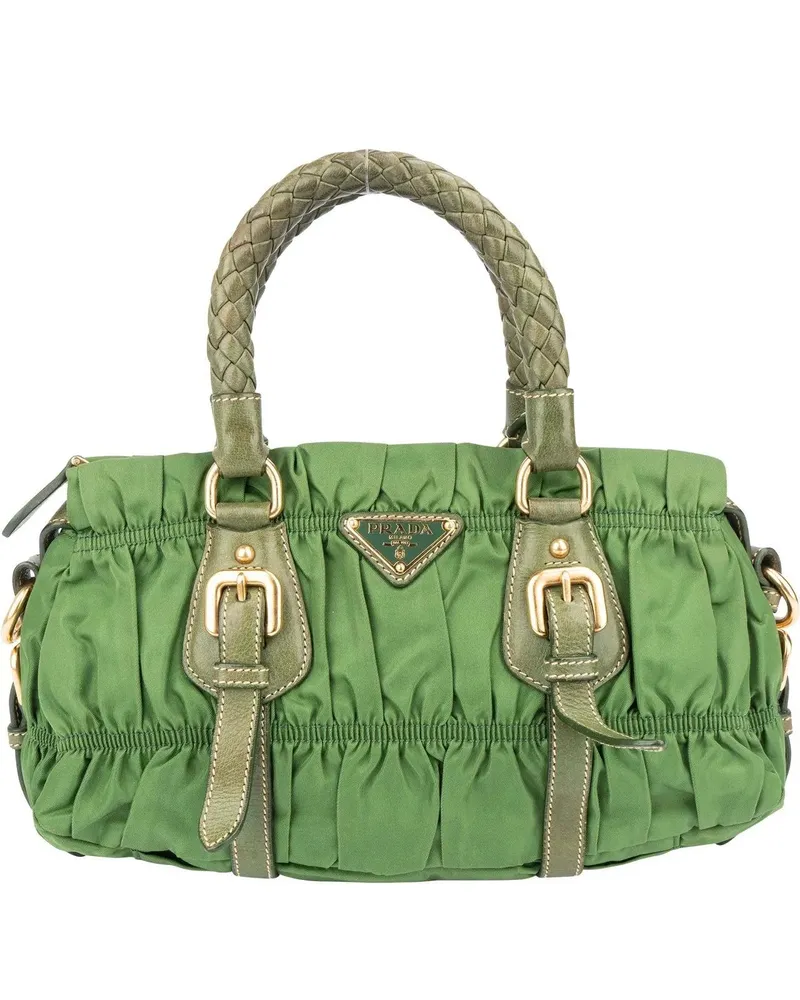 Prada Crossbody Bags  Quilted Green Nylon Handbag grün Grün