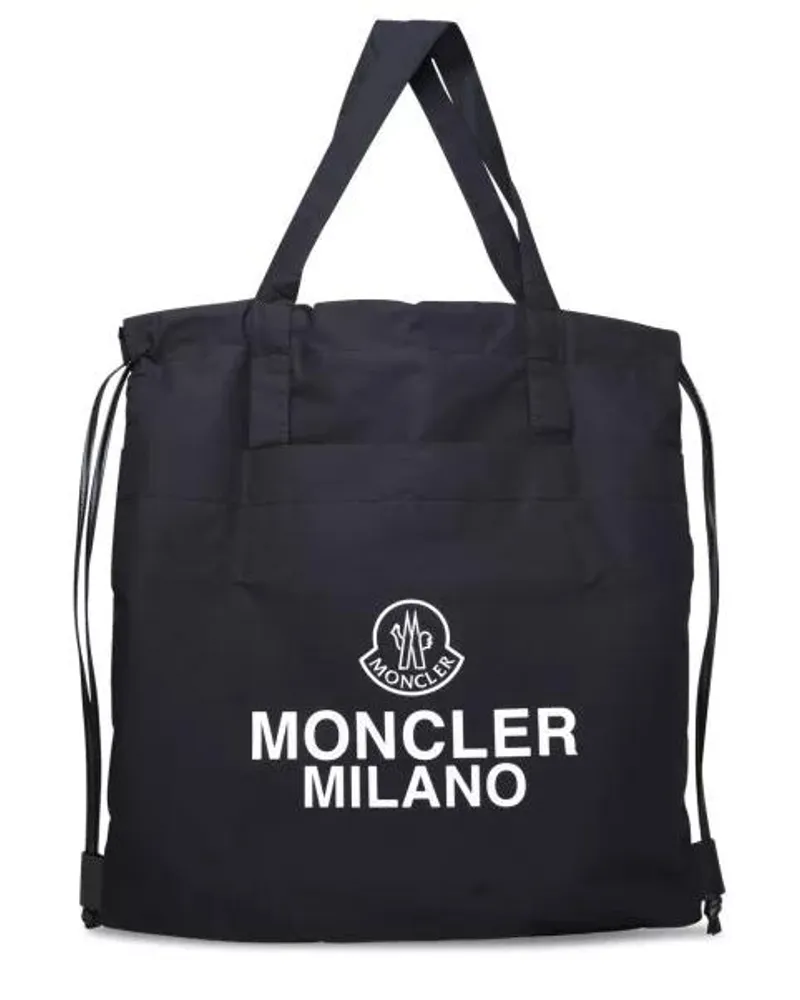 Moncler Totes Black Cotton Blend Tote Bag Schwarz