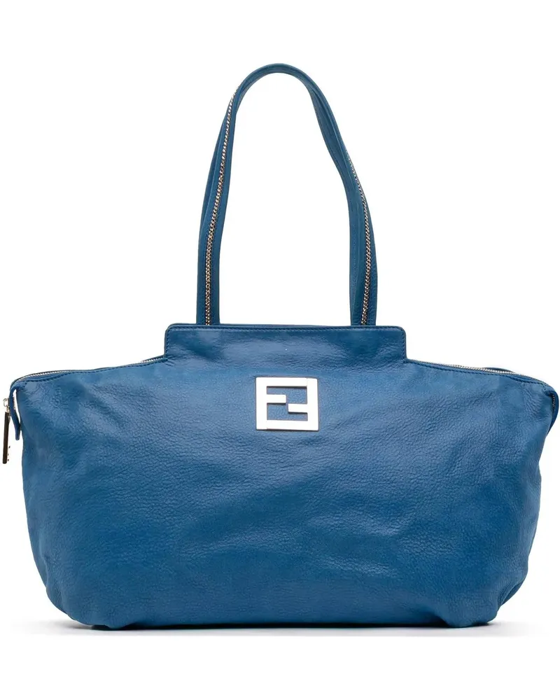 Fendi Shopper Medium FF Nubuck Chains Tote blau Blau
