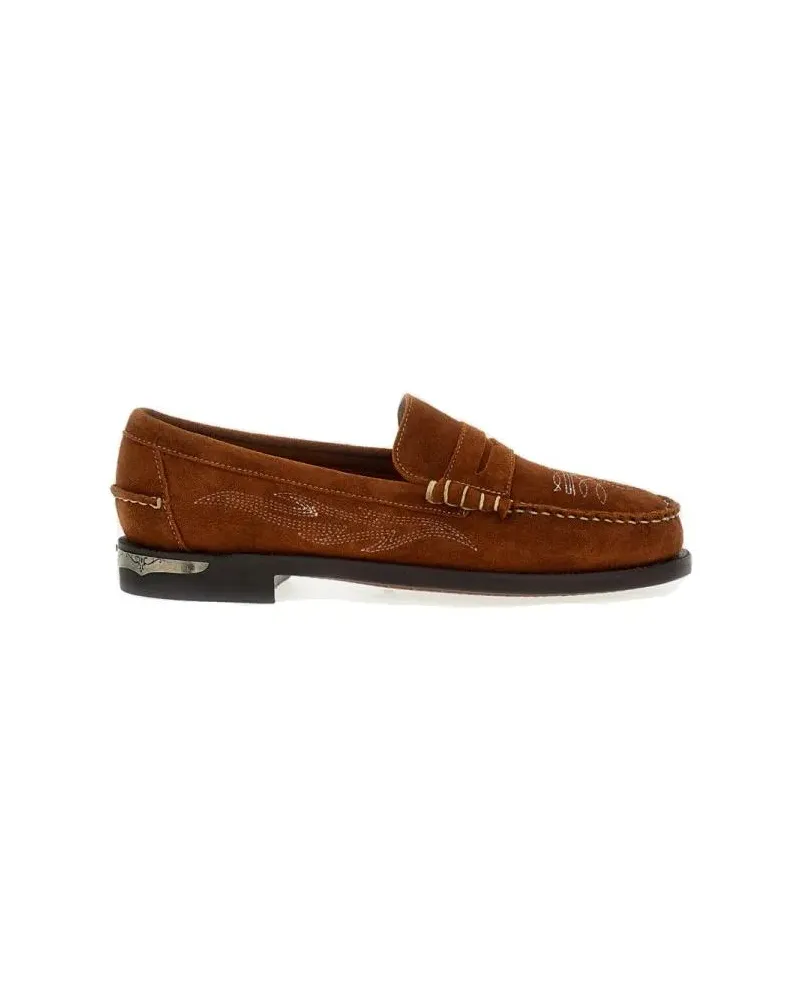Sebago Loafer Brown Suede Loafers With Decorative Stitching braun Braun