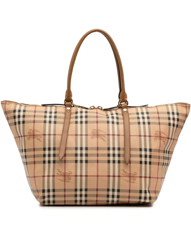 Burberry Shopper Medium Haymarket Check Coated Canvas Salisbury Tot braun Braun