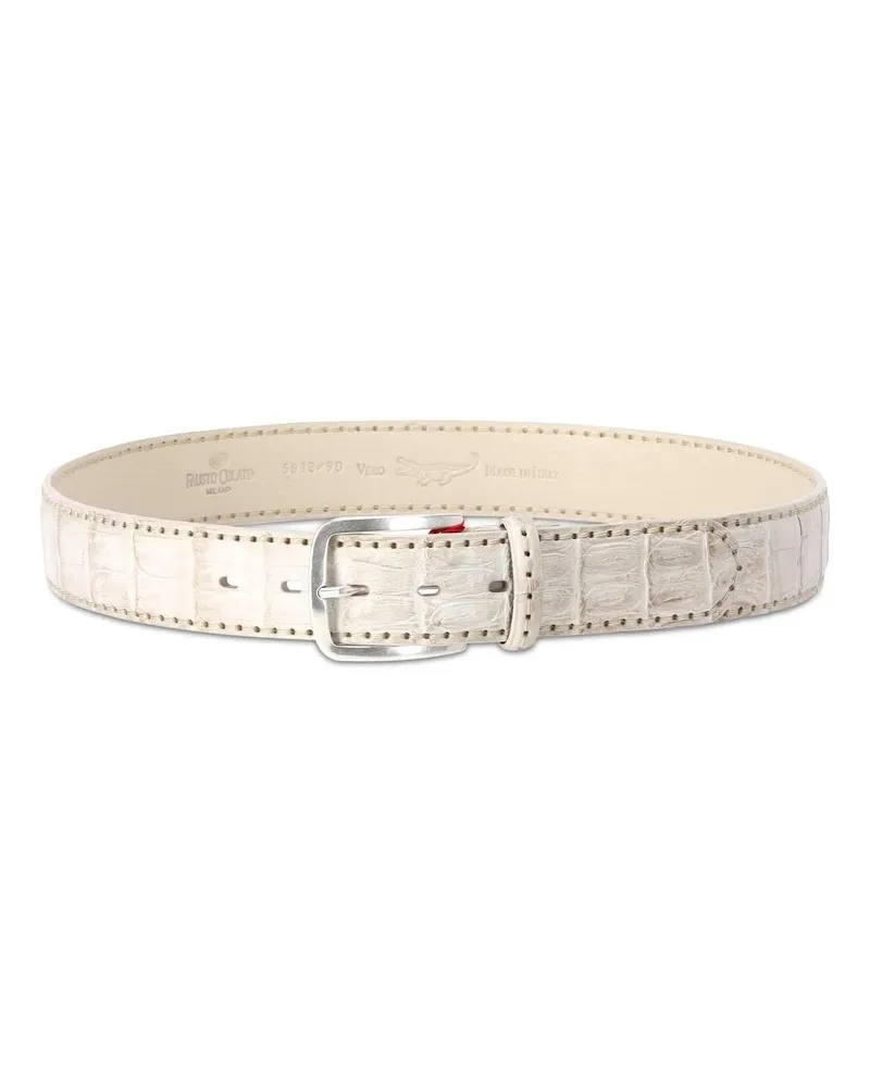 Fausto Colato Gürtel Gürtel aus genarbten Leder creme Creme
