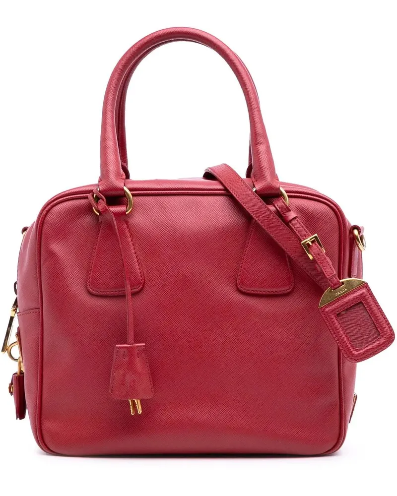 Prada Hobo Bags Saffiano Lux Convertible Bowler Bag rot Rot