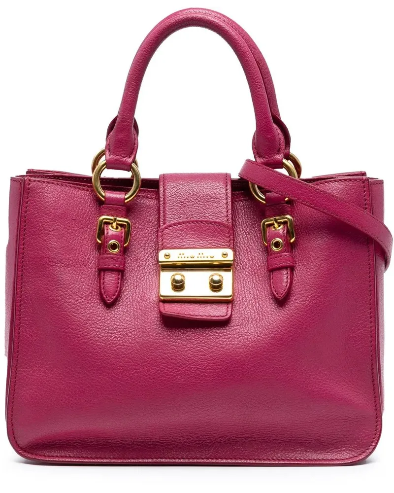 Miu Miu Hobo Bags Goatskin Madras Satchel rosa Gold