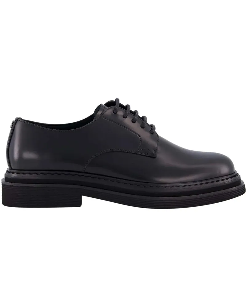 Dolce & Gabbana Laced Shoes In Black Vitello Leather schwarz Schwarz