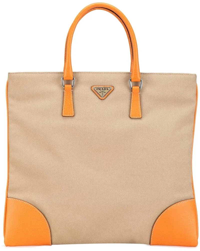 Prada Shopper 2000-2023 Cinghiale Trimmed Canapa Tote braun Braun