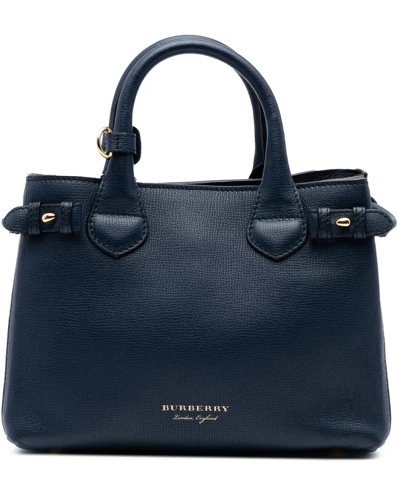 Burberry Hobo Bags Small Grainy Calfskin and House Check Banner Satch blau Blau