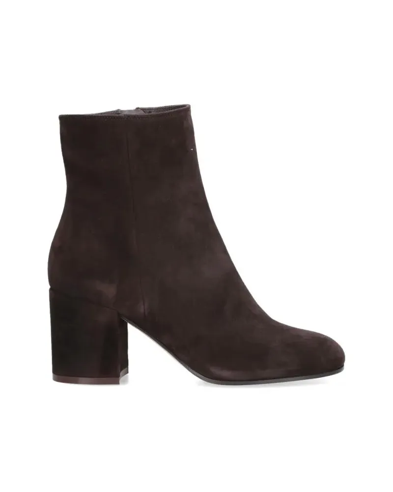 Gianvito Rossi Stiefel Suede Ankle Boots With Rounded Toe braun Braun