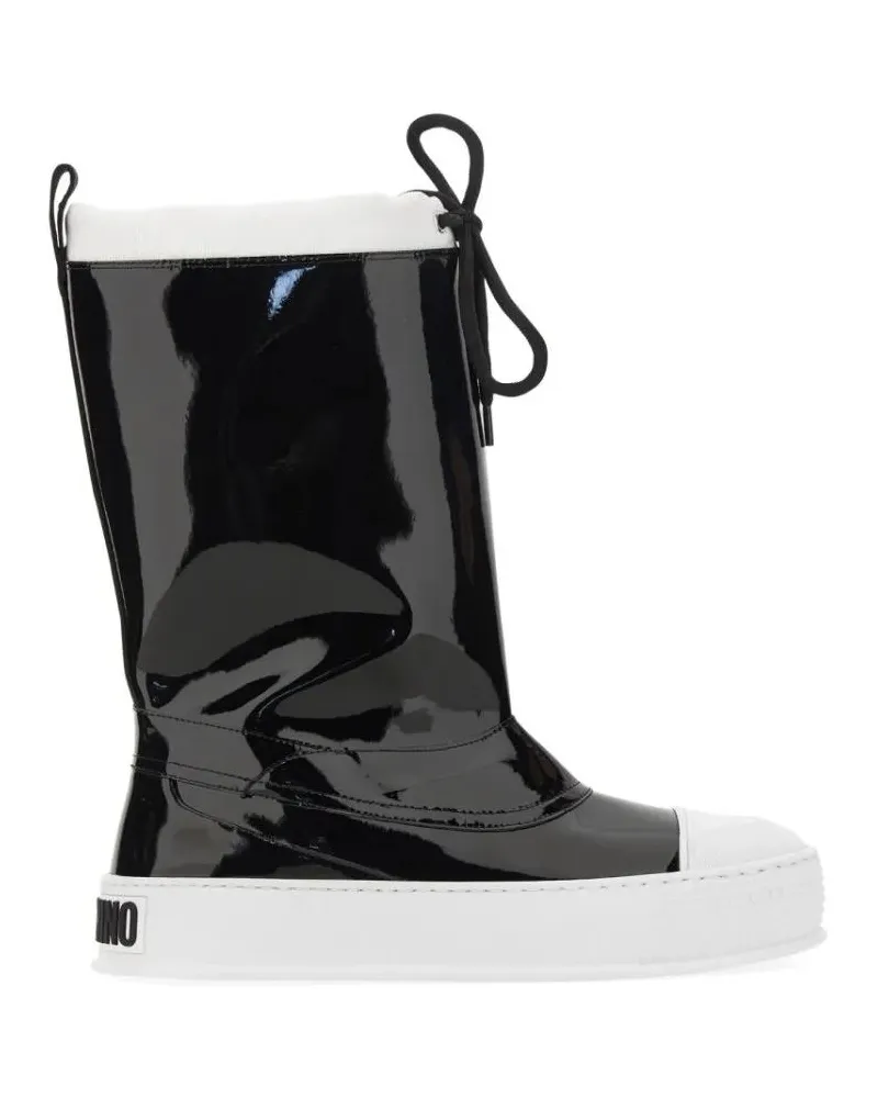 Moschino Stiefel Glossy High-Shaft Boots With Contrasting Sole schwarz Schwarz
