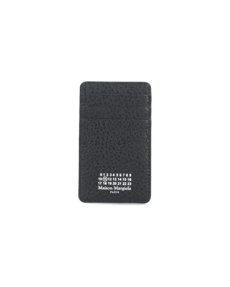 Maison Margiela Portemonnaie Textured Black Wallet With Numerical Print schwarz Schwarz