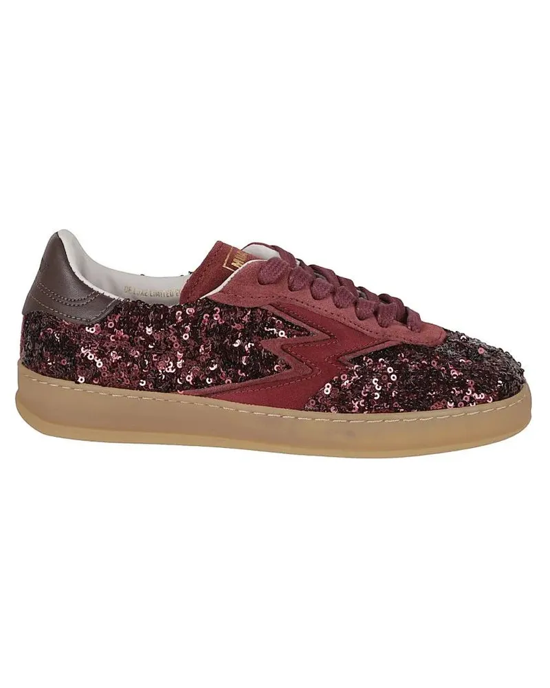 MOACONCEPT Low-Top Sneaker Burgundy Sequined Sneakers With Leather Back Detai rot Rot