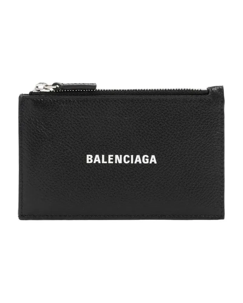 Balenciaga Portemonnaies Black Leather Wallet With Logo schwarz Schwarz