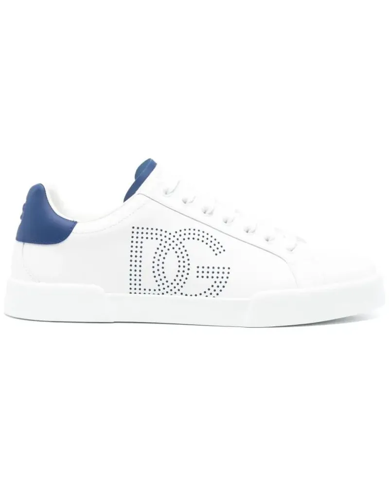 Dolce & Gabbana Low-Top Sneaker Contemporary White Sneakers With Blue Heel Tab weiß Weiß