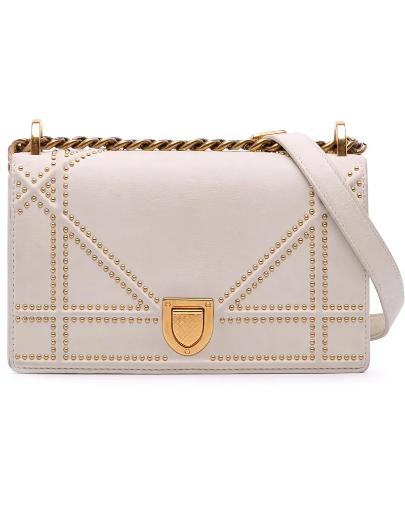 Dior Hobo Bags Small Lambskin Studded Diorama Flap weiß Weiß