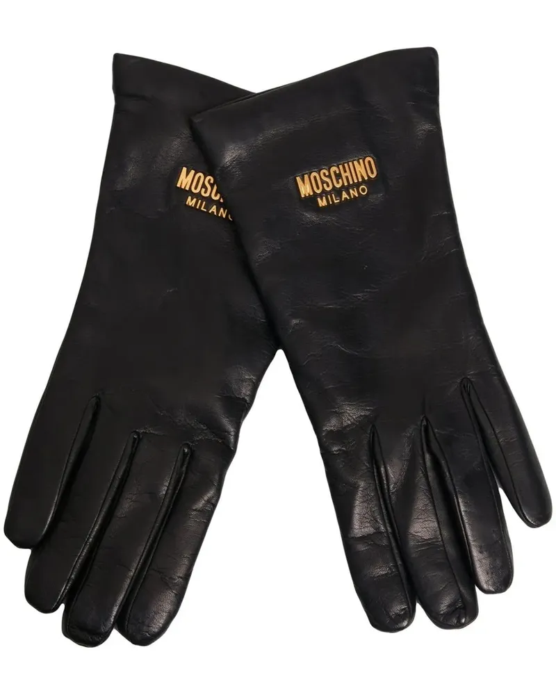Moschino Handschuhe Leather gloves schwarz Schwarz
