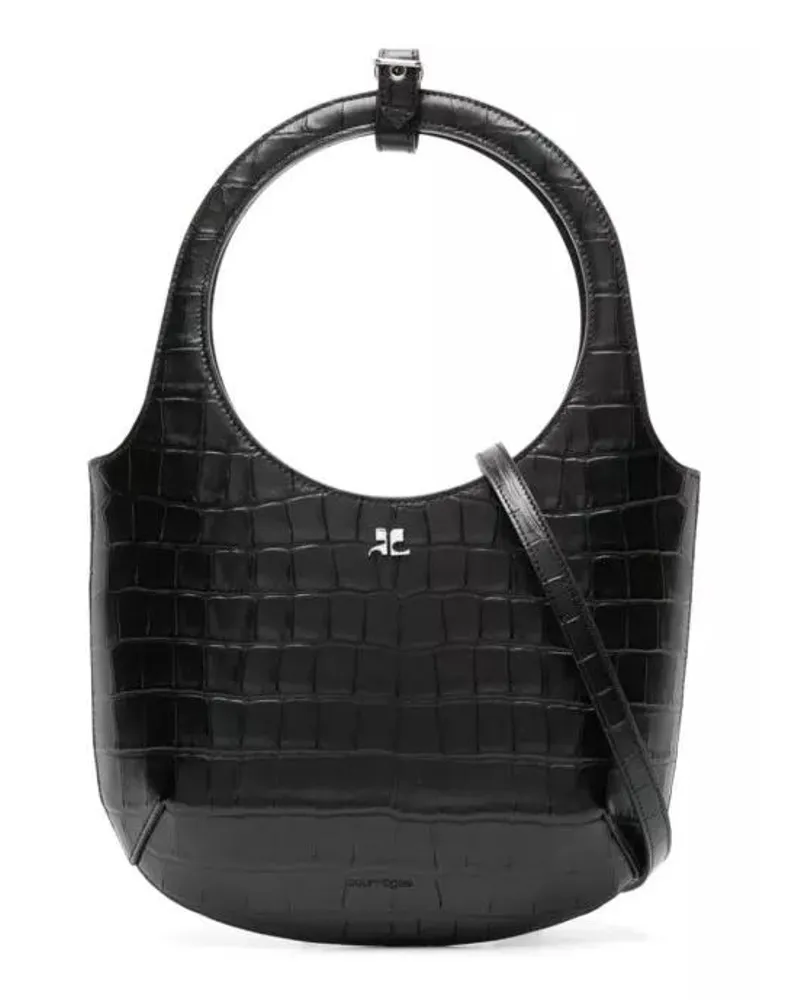 Courrèges Crossbody Bags Holy Croco Stamped Bag Schwarz