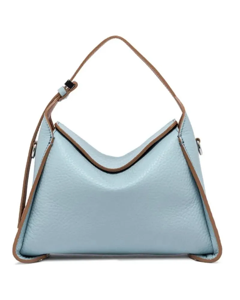 Gianni Chiarini Hobo Bags Penelope Handbag In Double Leather Light Blue blau Blau