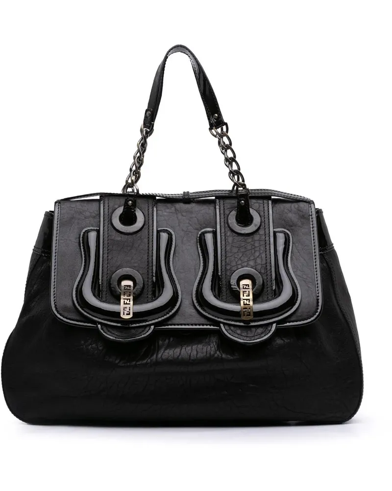 Fendi Crossbody Bags Large Leather B Bis Top Handle Bag schwarz Schwarz