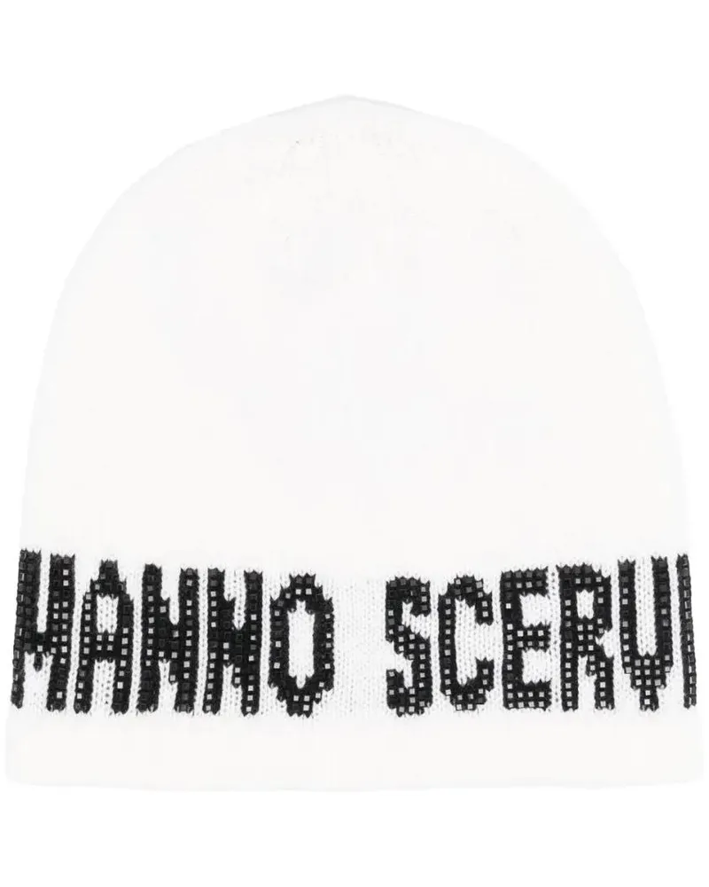Ermanno Scervino Caps & Mützen Classic White Knit Beanie weiß Weiß