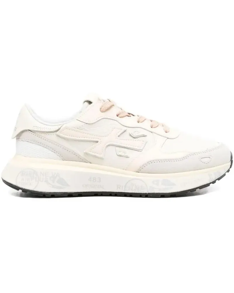 Premiata Low-Top Sneaker Beige Low-Top Sneakers With Textured Leather Panel beige Beige